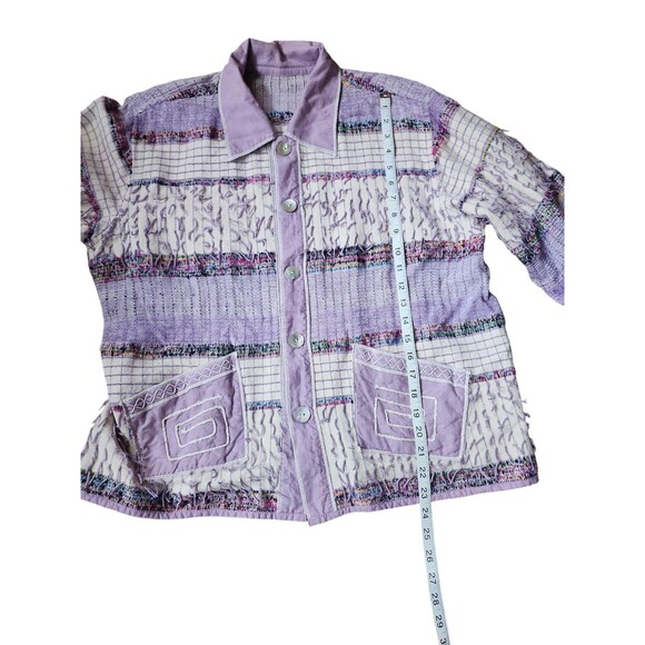 Patchwork Handmade Jacket Women's Size Large Boho Quilt Cluttercore Lavender - Picture 7 of 7